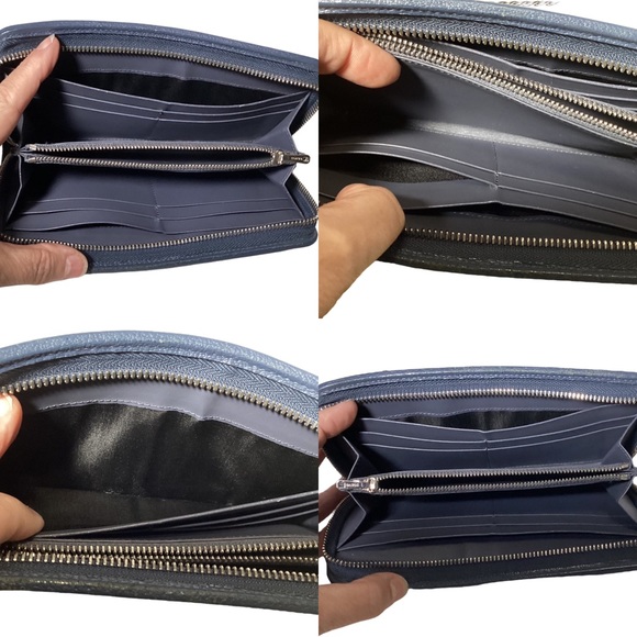 LOEWE Long Wallet Anagram Logo Cadena Blue Leather Zip Closure Pristine - Picture 13 of 16